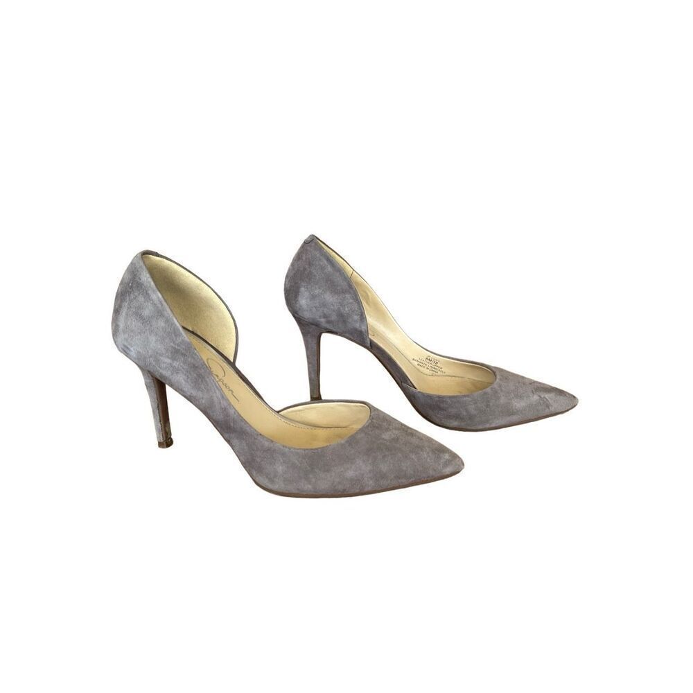 Jessica Simpson Womens Gray Suede Pointed Toe Stiletto Heel D'Orsay Pump Size 8